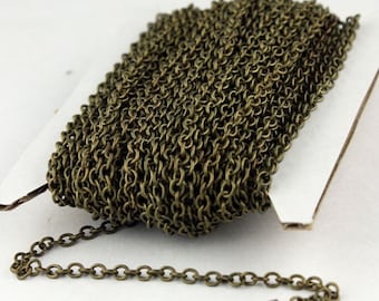 Antique Bronze Chain, bulk, 10 ft. of Antique Brass  SOLDERED Cable Chain - 3.2x2.8mm SOLDERED LInk - 3430S