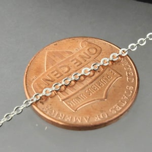 925 Sterling Silver Little Tiny Flat Round Cable Chain - 1.6x1.25mm Soldered Link 10 feet