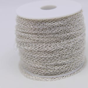 Anti Tarnish Sterling Silver Plated Cable Chain: Soldered Link (2x2.5mm) Bulk Spool - ATC225
