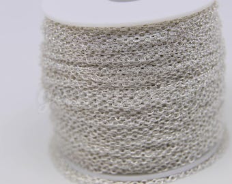 Chaîne forçat plaquée argent sterling anti-ternissement : grande bobine à maillons soudés (2 x 2,5 mm) - ATC225