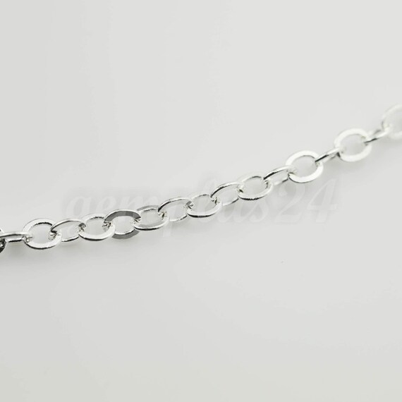 Catena Cavo Piatta In Argento Sterling 925 – Maglie 1,6 Mm – Venduta A Metri (5 Piedi / 1,5 Metri)