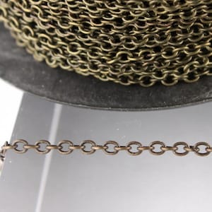 Antique Bronze Chain, bulk, 10 ft. of Antique Brass  SOLDERED Cable Chain - 3.2x2.8mm SOLDERED Link - 3430S