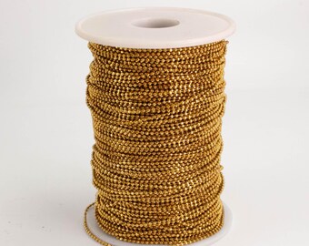 Chaîne à billes à facettes en laiton brut : 1,5 mm, bobine 100 pieds - DC1,5