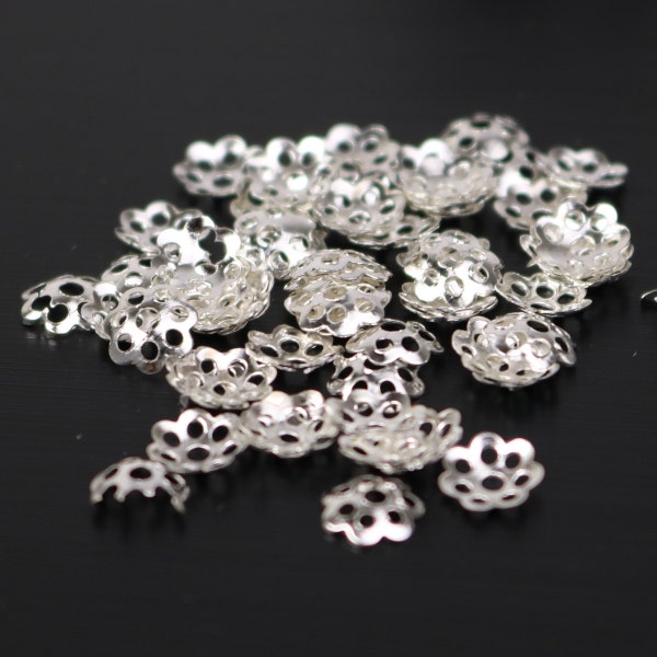 400 pcs Sterling Silver Plated Bead Caps - 6mm