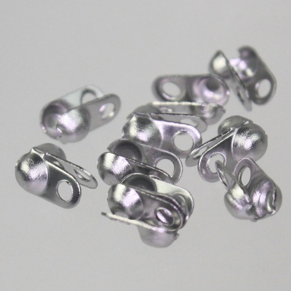 50 pcs of STAINLESS Steel Ball Chain Connectors Clasps - for 2.4mm ball chain - Crimp Type