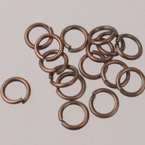 Antique Copper Plated Finish Jump Rings: 8mm, 16 Gauge 100 pcs - Wholesale Bulk Lot