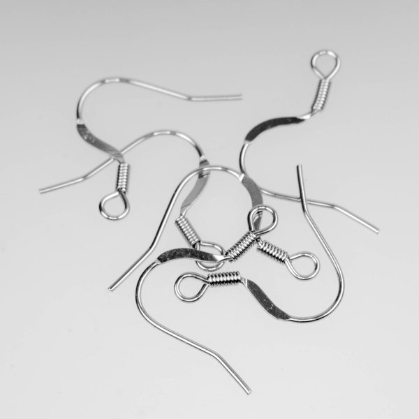 Surgical Stainless Steel FLAT FRENCH Hook Earring Ear Wire - 20/50/100/500 pcs - 20x18mm 21G