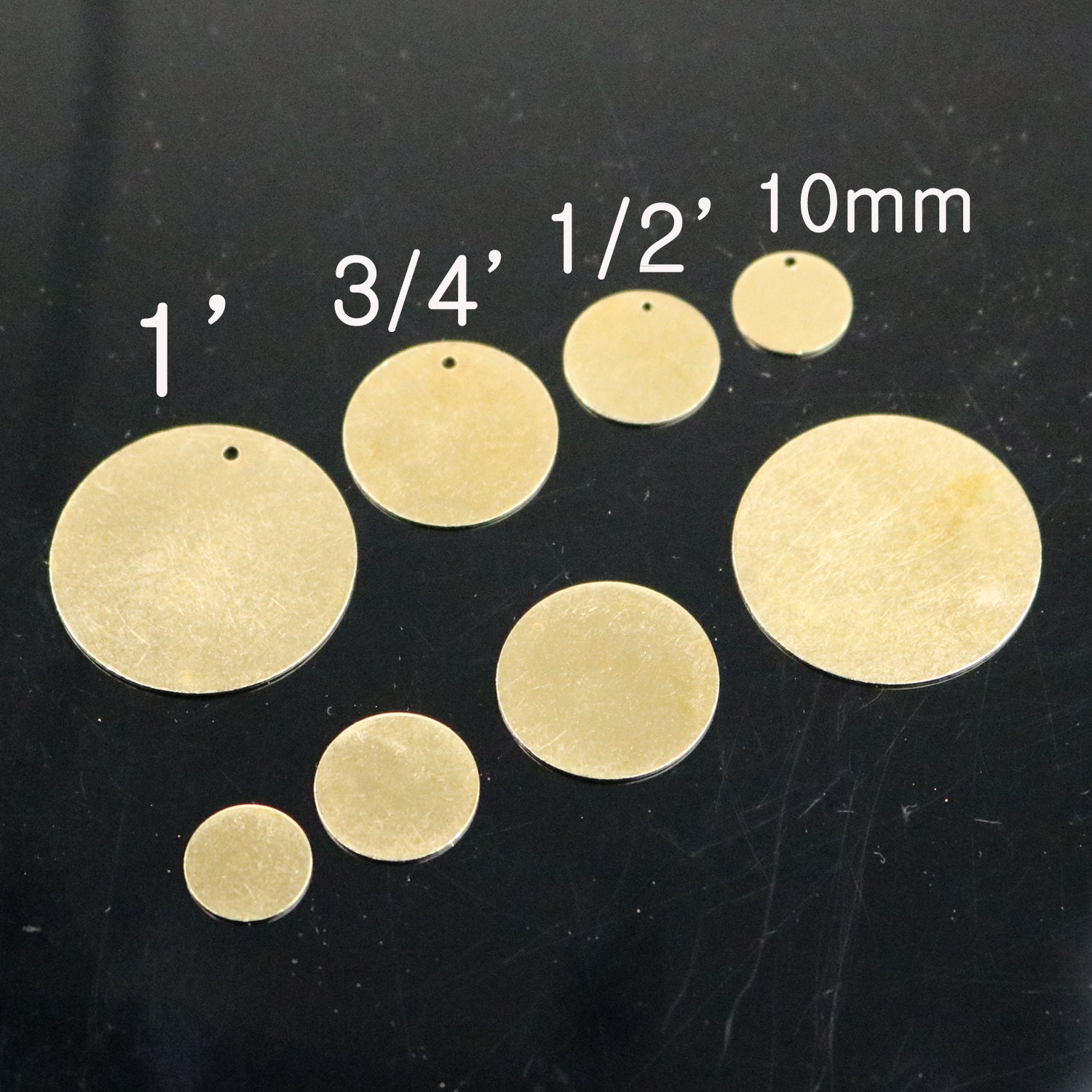 5 CIRCLE Brass Metal Stamping Blanks, no hole, 19mm (3/4) 18 gauge ms