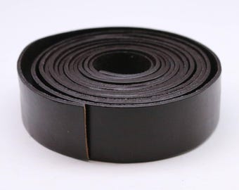 ブラックレザーストラップストリップ、ベジタブルタンニンレザーベルトブランク、1インチ x 36インチダークブラウン