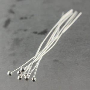 100 Silver Plated Ball Headpins: 2-inch, 22 Gauge