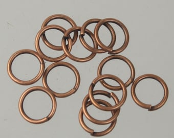 10mm Jump Rings, 50 Antique Copper Jump Rings Open 10x1.2mm 16 Gauge 16G Bulk Jumprings Jump Rings Link Connector Open Jump Rings  12x10mm