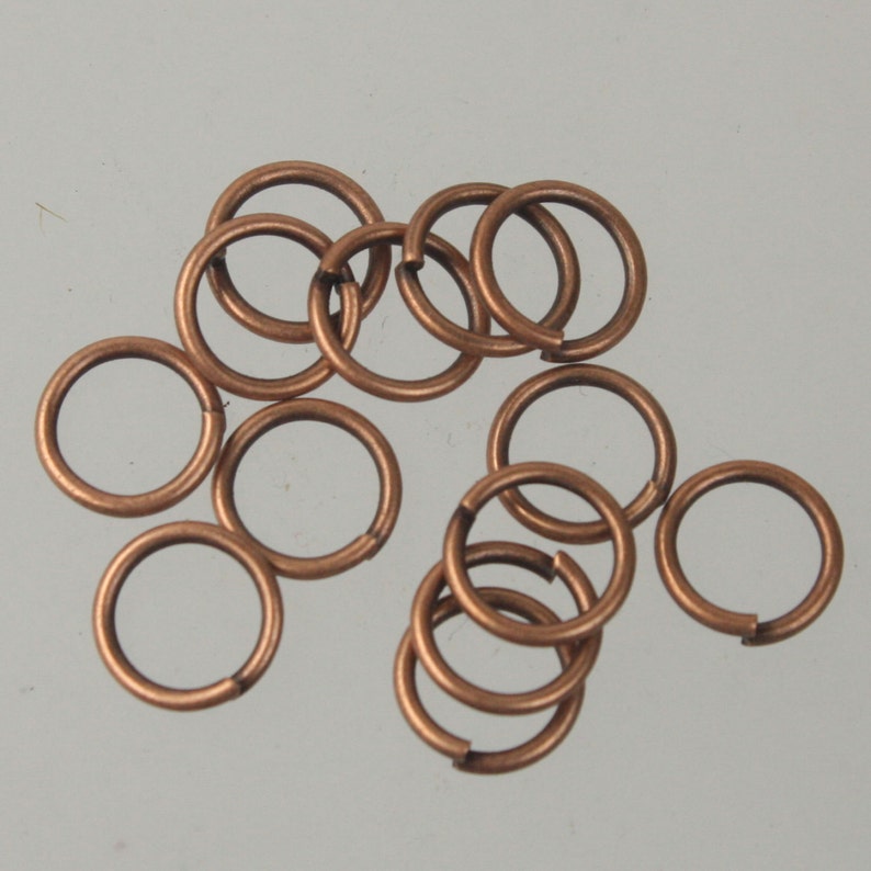 10mm Jump Rings, 50 Antique Copper Jump Rings Open 10x1.2mm 16 Gauge 16G Bulk Jumprings Jump Rings Link Connector Open Jump Rings 12x10mm image 1