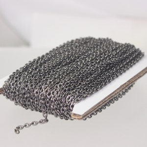 Gunmetal Texture Chain Bulk, 50 ft. of Flat Texture Oval Chunky Cable Chain 3x2mm Unsoldered 32TEX image 1