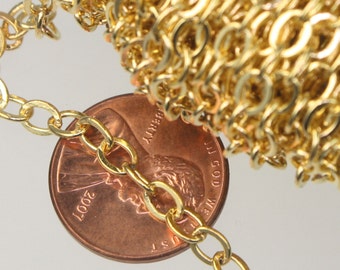 LIMITED SAMPLE 3ft of Gold Plated Flat Cable Sturdy SOLDERED Heavy Chunky Chain 4.2x5.2mm 22Gauge - 4252F