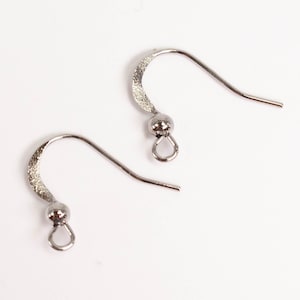Rhodium Plated Fish Hook with ball earwire - 18x14mm 100 pcs - Wholesale Bulk Lot