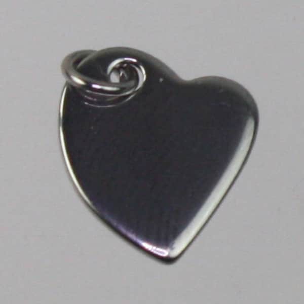 10pcs Stainless Steel Heart Charm Stamping Tags with Jump rings - 12x11mm 18 gauge 18G (1.0mm Thickness)