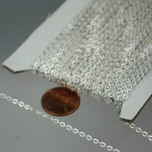 12 ft spool of Anti-Tarnishing Coated Silver Plated Flat Round cable chain - 3x2.2mm - unsoldered link - ATC322FLAT