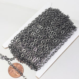 LIMITED SAMPLE 3ft of Gunmetal Flat Cable Sturdy SOLDERED Heavy Chunky Chain 4.2x5.2mm 22Gauge - 4252F
