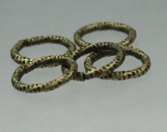 100 pcs of Antique Brass plated Textured Fancy jumpring - 9mm