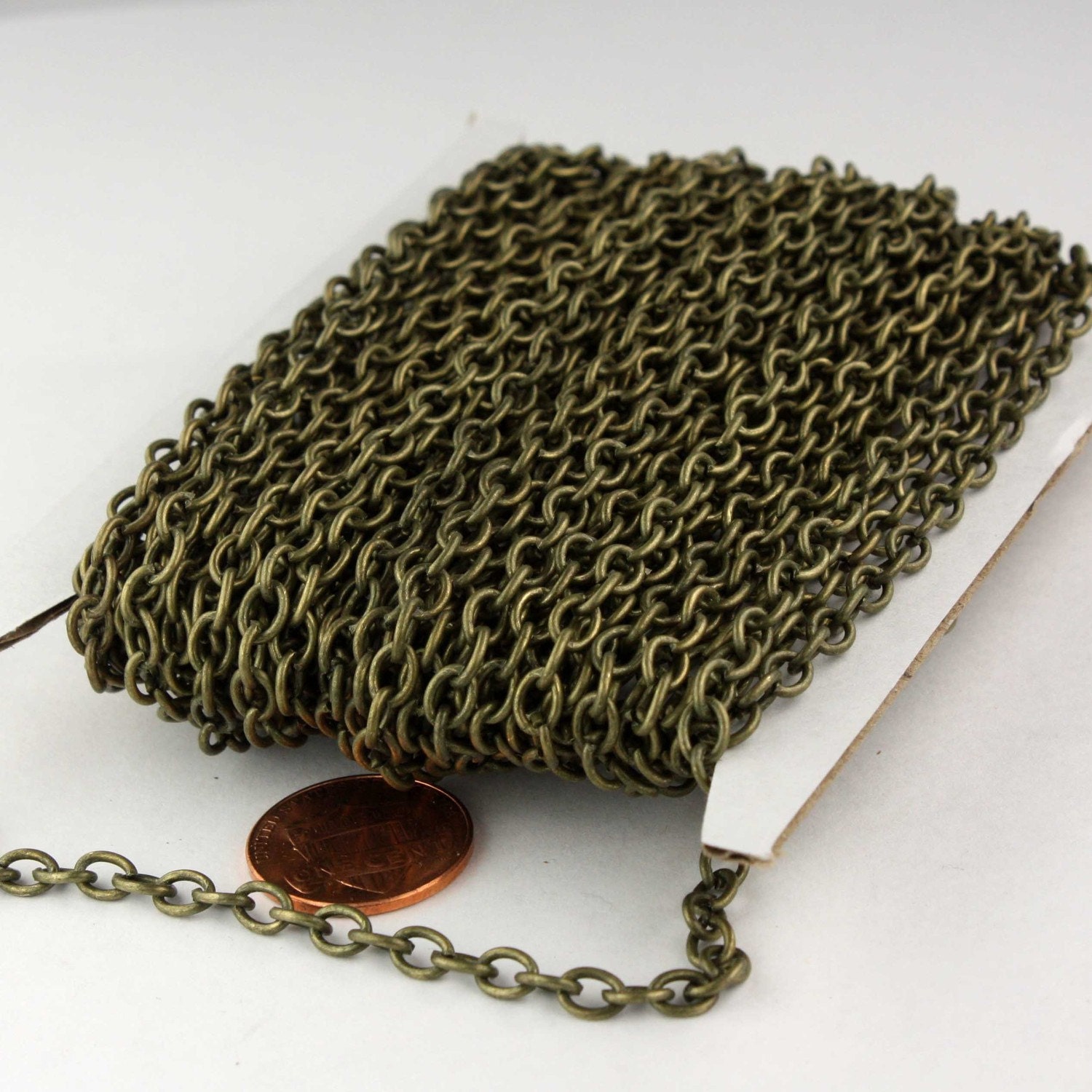 Antique Brass Chain: 10ft Antiqued Round Cable, 4x5mm Links, image size:1500x1500