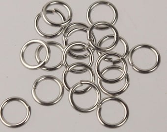 Rhodium Jump Rings: 8mm 16g Thick Sturdy Open Links 100 pcs - Wholesale Bulk Lot
