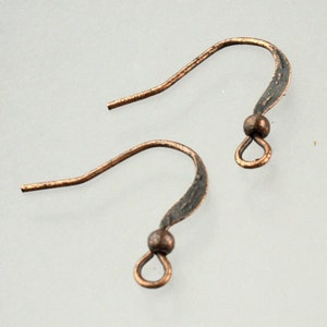 100 pcs of Antique Copper Finished flat fish Hook with ball Earwire 19X14mm