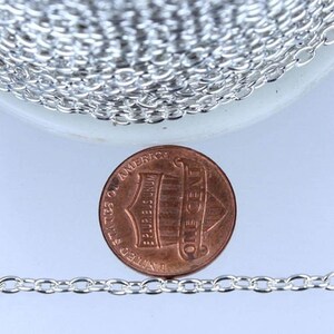 32 feet Sterling Silver Plated Cable Chain - 3.8x2.7mm unsoldered link - 3827CA