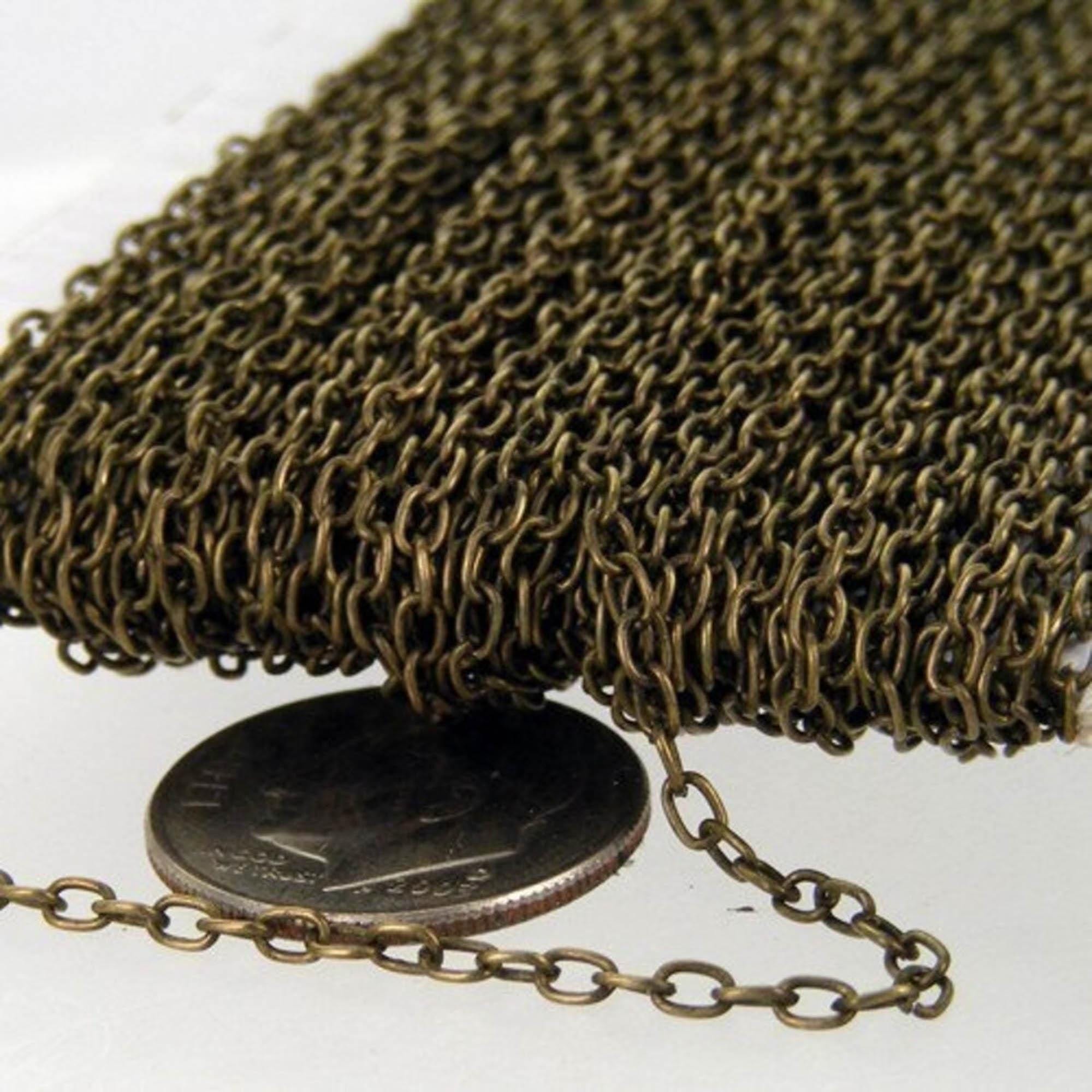 100ft spool of Antique Brass Finished Round cable chain - 3x2.2mm - unsoldered links - Wholesale Necklace chain - 322CA