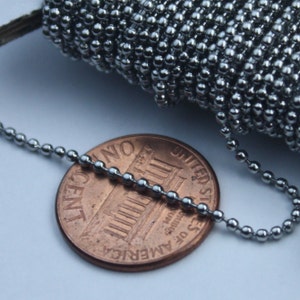 30 feet Stainless Steel BALL chain bulk chain - 1.5mm ball size with FREE 10 pcs of Connector (insert type) - ST15BALL