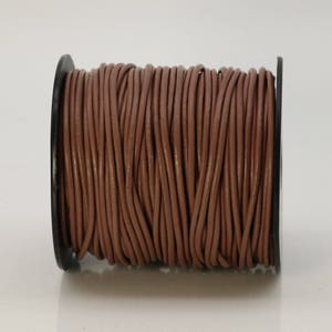 Light Brown Leather Cord: 2mm Round Genuine Leather, 5 Feet
