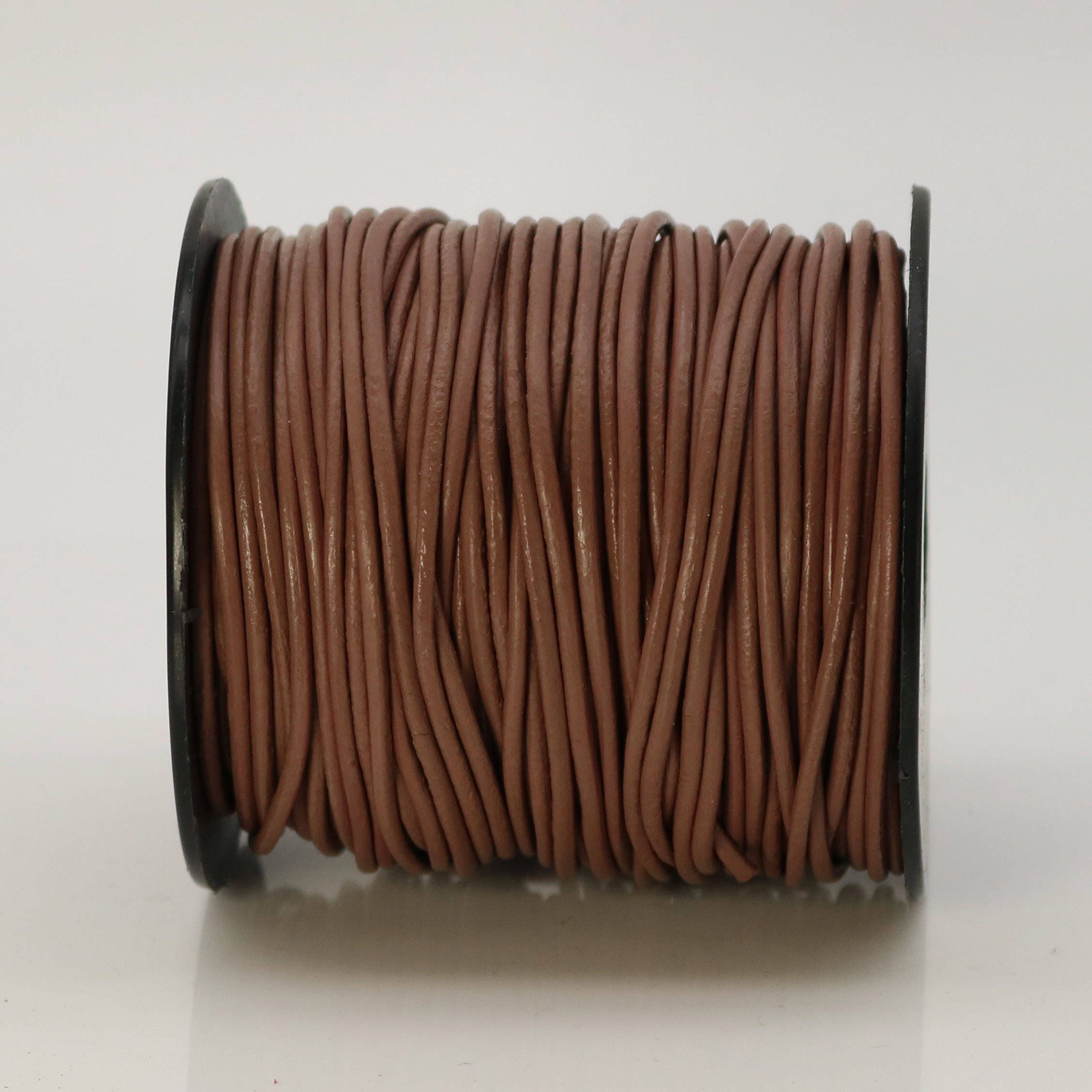 5 feet Light Brown Leather Cord - 2mm Genuine Leather Round Cord (20) - USA Seller