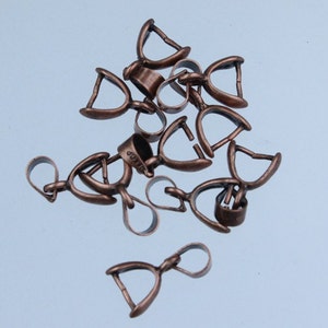 20 pcs of Antique Copper Plated on Brass Pinch Ice Pick Bails Pendant Clasp 19mm image 2