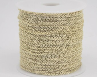 Tarnish Resistant 18K Gold Plated Oval Solder Chain: (1.6x1.4mm Soldered Link) 32 feet - Bulk Spool