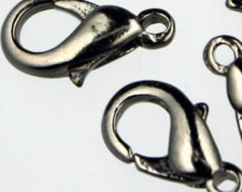 30 pcs of lobster claw clasp 12X7mm - Gunmetal - LOB12B