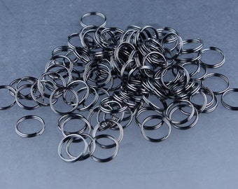 200 pcs of Gunmetal Finished Split Rings - 8mm 21G - ship from California USA