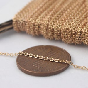 Raw Brass Cable Chain: Tiny Flat Soldered Link Necklace Chain (2x1.4mm) 10 feet- C214F