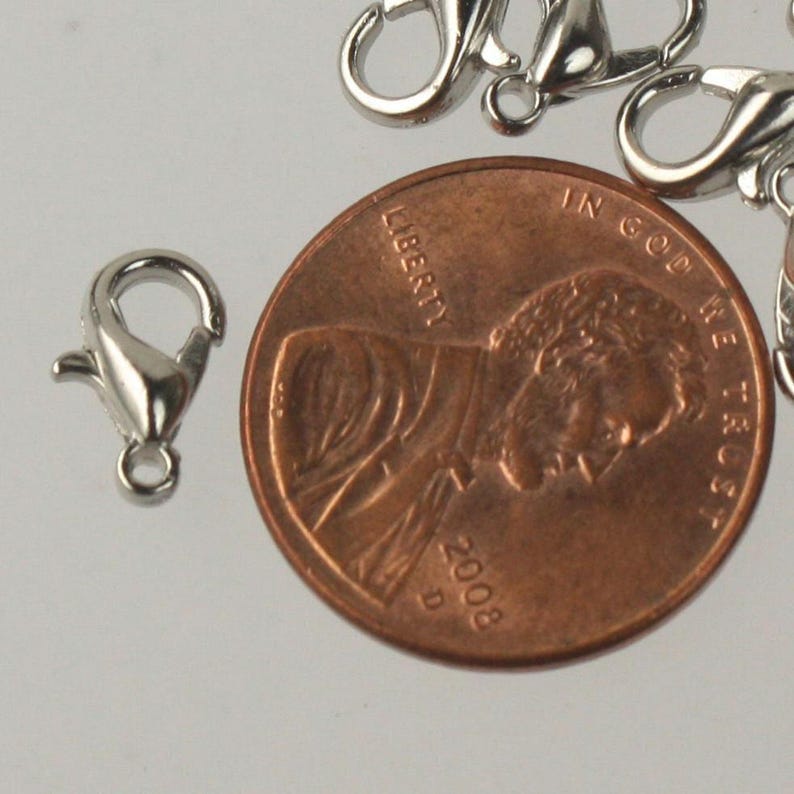 Karabinerverschluss aus rhodinierter Zinklegierung 10 x 5 mm - LOB10 30 Stück - Großpackung Bild 3