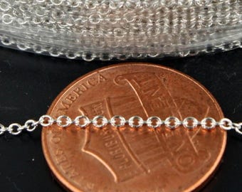 925 SOLID Sterling Silver Tiny Round Cable Chain - 1.6x1.2mm - SS1612 5 feet