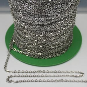 100 ft Rhodium Flat Cable Chain - 3.4x2.9mm SOLDERED Link - Antique Silver Bulk Flat Soldered Cable Chain - 3429F-RD