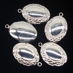 Rhodium Oval Medaillon Anhänger - Filigrane Messing Charms, Kleine Größe