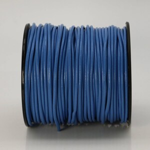 Cordão de couro genuíno azul claro - couro redondo de 2 mm com 1,5 metro (5 pés)