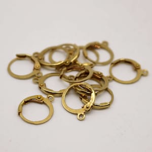 New 30 raw BRASS ROUND Leverback Earrings earwire - 12x9mm Brass Earring Lever Back  - ELR9