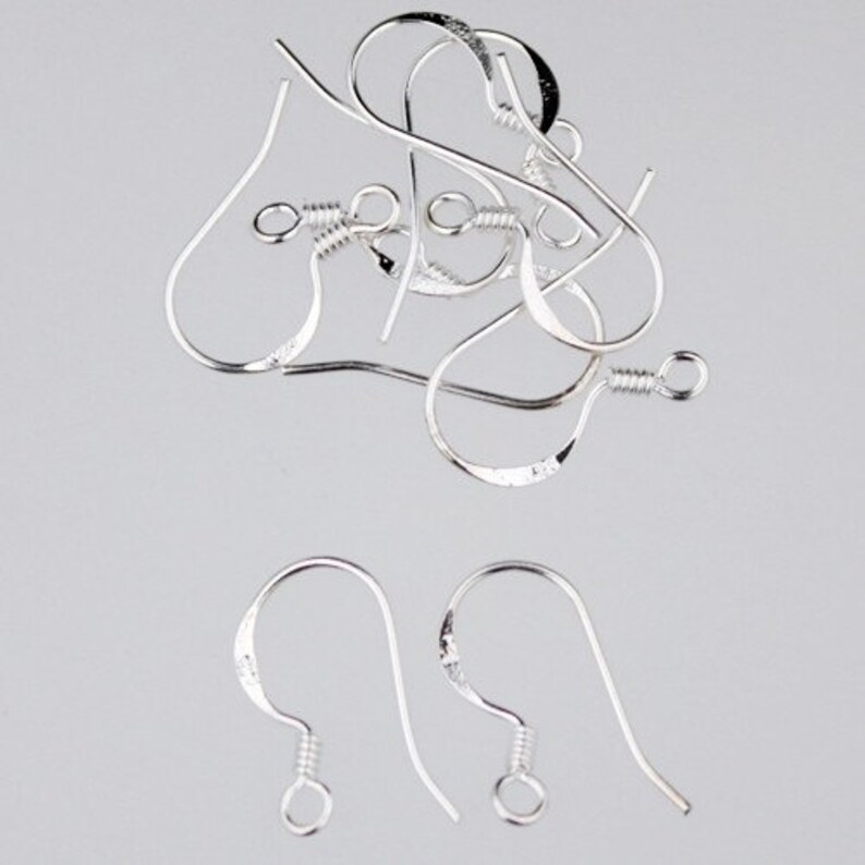 20 Pcs 925 Sterling Silver Ear Wire Earring Flat French Hook Etsy