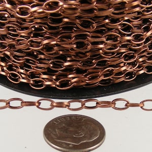 Antique Copper Chain bulk Chain, 5 ft. of Antique Copper Finished Drawn Cable Chain - 6.3x3.5mm Unsoldered Link - 6335DR