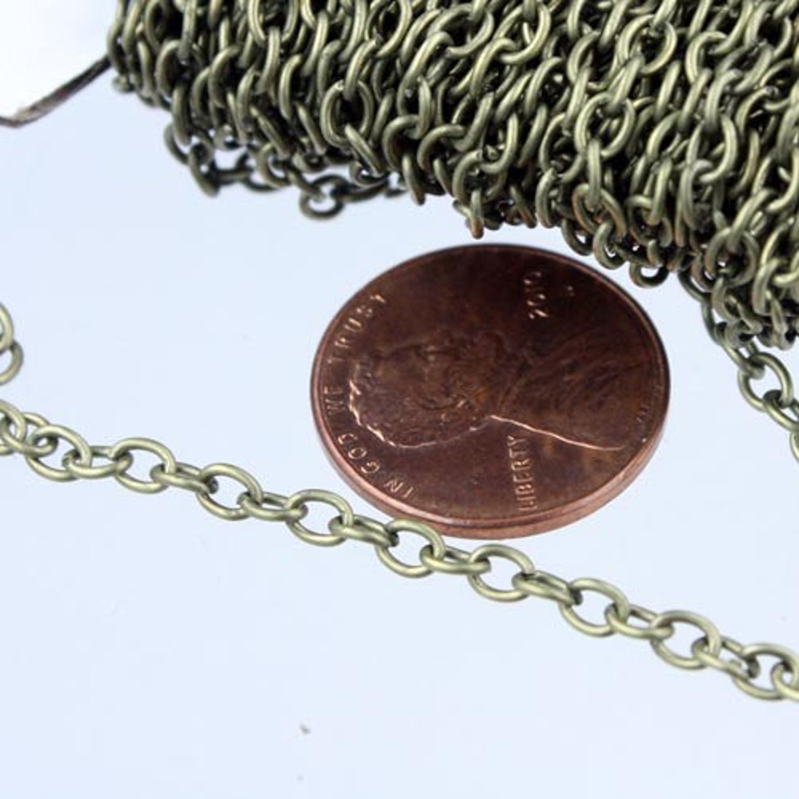 3 Feet Vintage Hong Kong Pearl Smooth 10mm. Beaded Brass Rosary Link 3 Feet Vintage Hong Kong Pearl Smooth 10mm. Beaded Brass Rosary Link