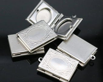 Stainless Steel Book Locket Pendant Charm (20x27mm)