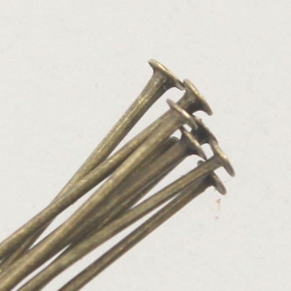 Bulk/fingerpick 300 Pcs of Antique Brass FLAT Headpins Bronze Flat Head Pins  T Pins 2 Inch 50mm 22gauge 22G TPIN-22G-50 