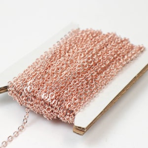 New 10 feet ROSE Gold Plated Flat Soldered Cable Chain - 3.4x2.9mm SOLDERED Link  - 3429F-RG