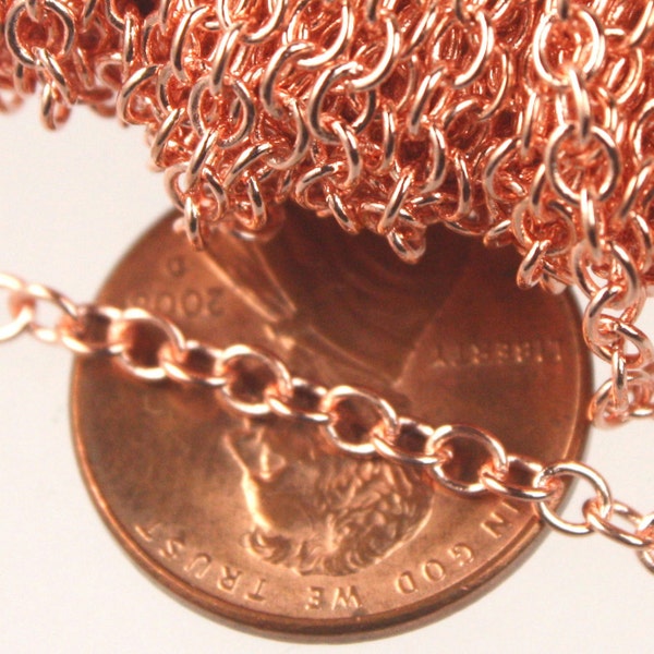 10 ft. of Bright Copper SOLDERED Cable Chain - 3.4x3.0mm SOLDERED LInk - 3430S