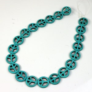 20 peças Howlite turquesa GRANDES contas de sinal de paz - 20 mm 4 mm de espessura - Navio da Califórnia, EUA